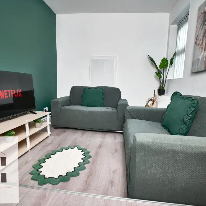 Living room styled and photographed for a Liverpool short let property listing