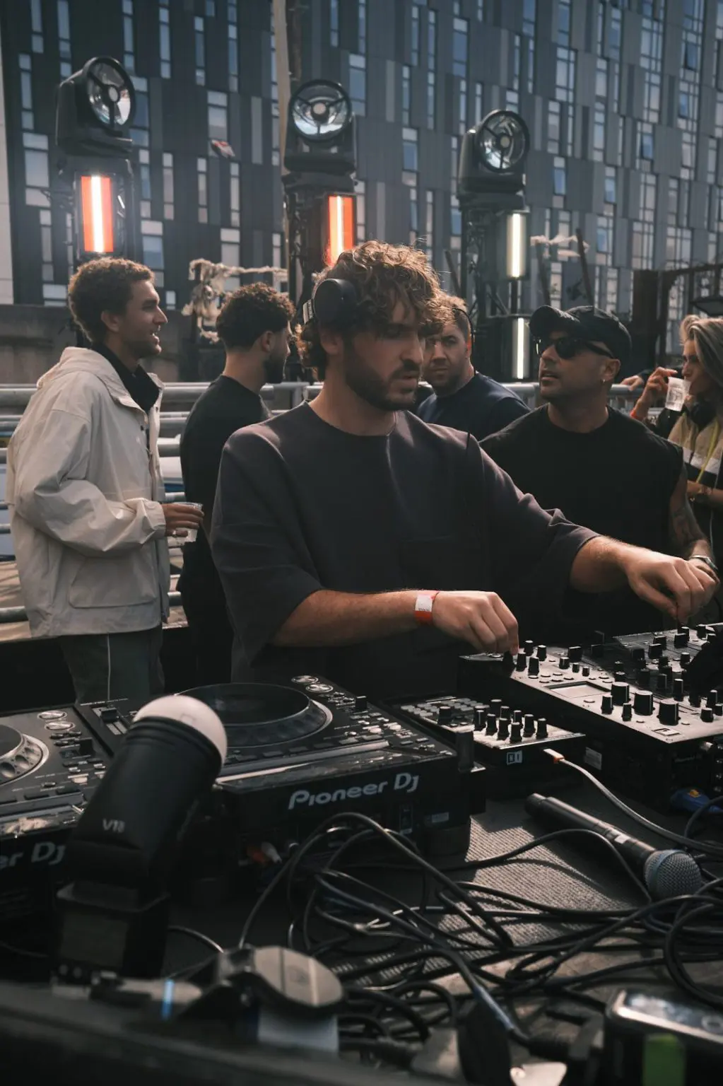 Close up of hands on the decks during a DJ set at a Liverpool music event