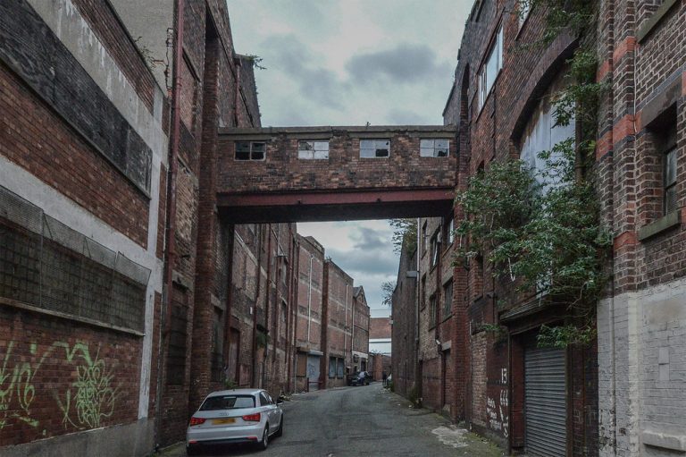 Gritty Liverpool back street under a bridge, an urban actor showreel filming location